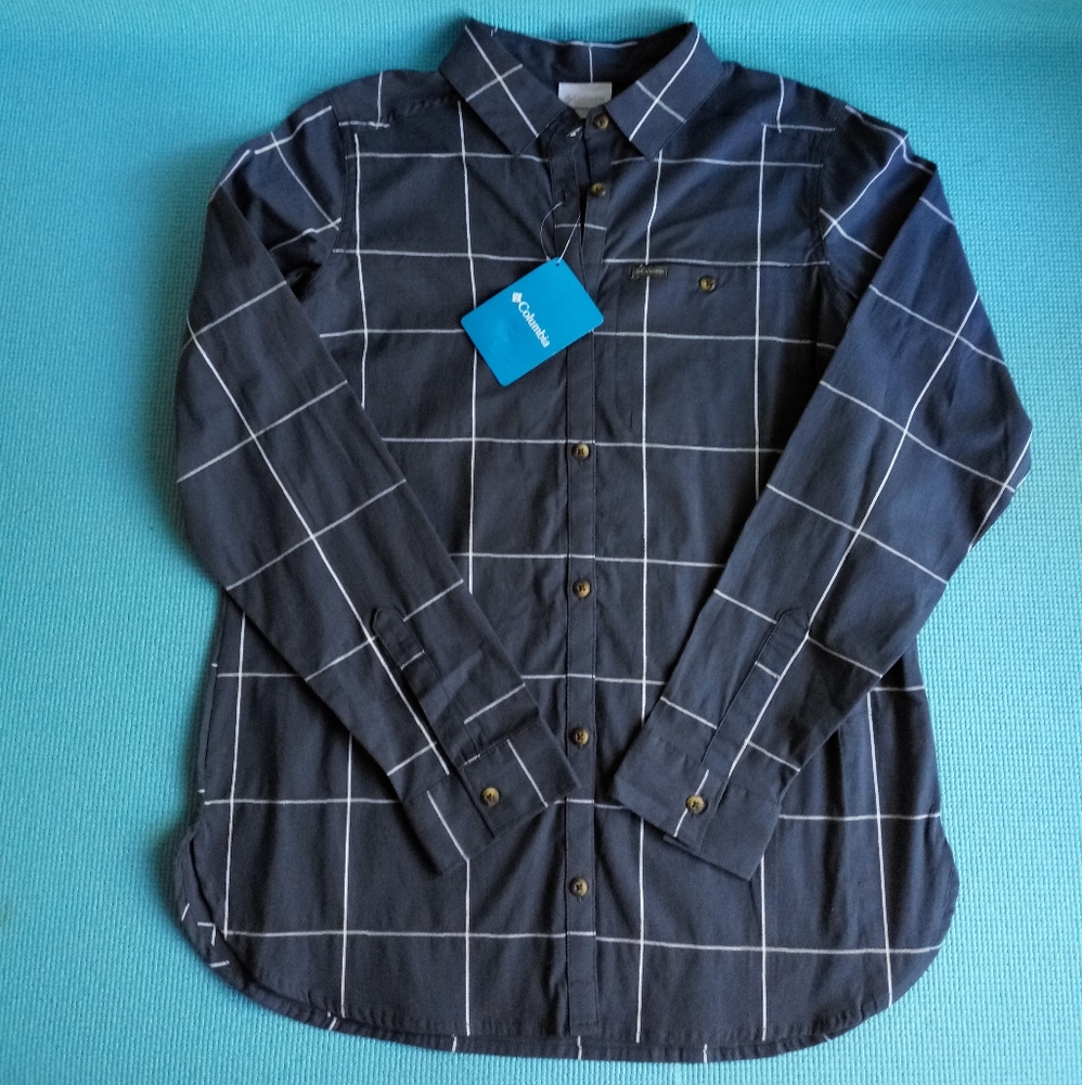 NWT Columbia Women's Plaid Stretch Shirt Blue - S